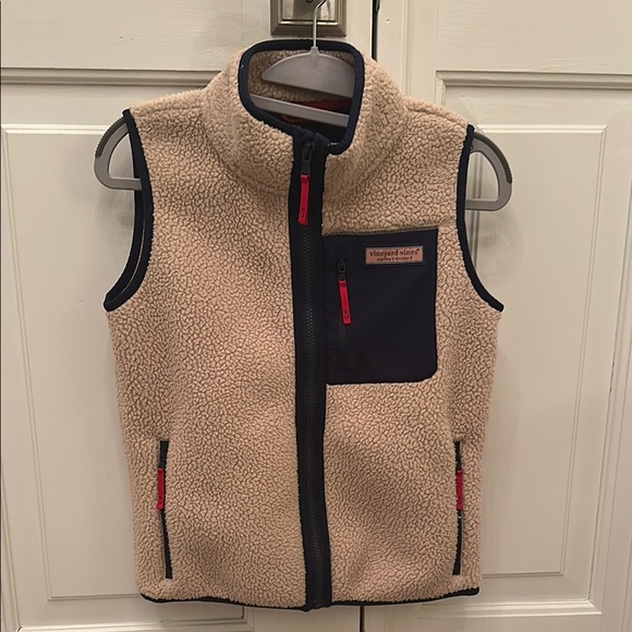 Vineyard Vines Kids' Cream Sherpa Vest - Picture 1 of 2